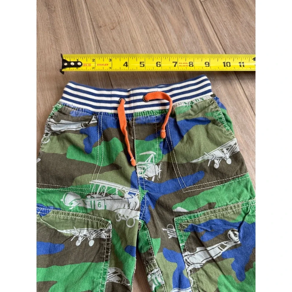 Mini Boden Boys Camo Airplane Cargo Shorts Green Blue Size 3Y‎ Elastic Waist